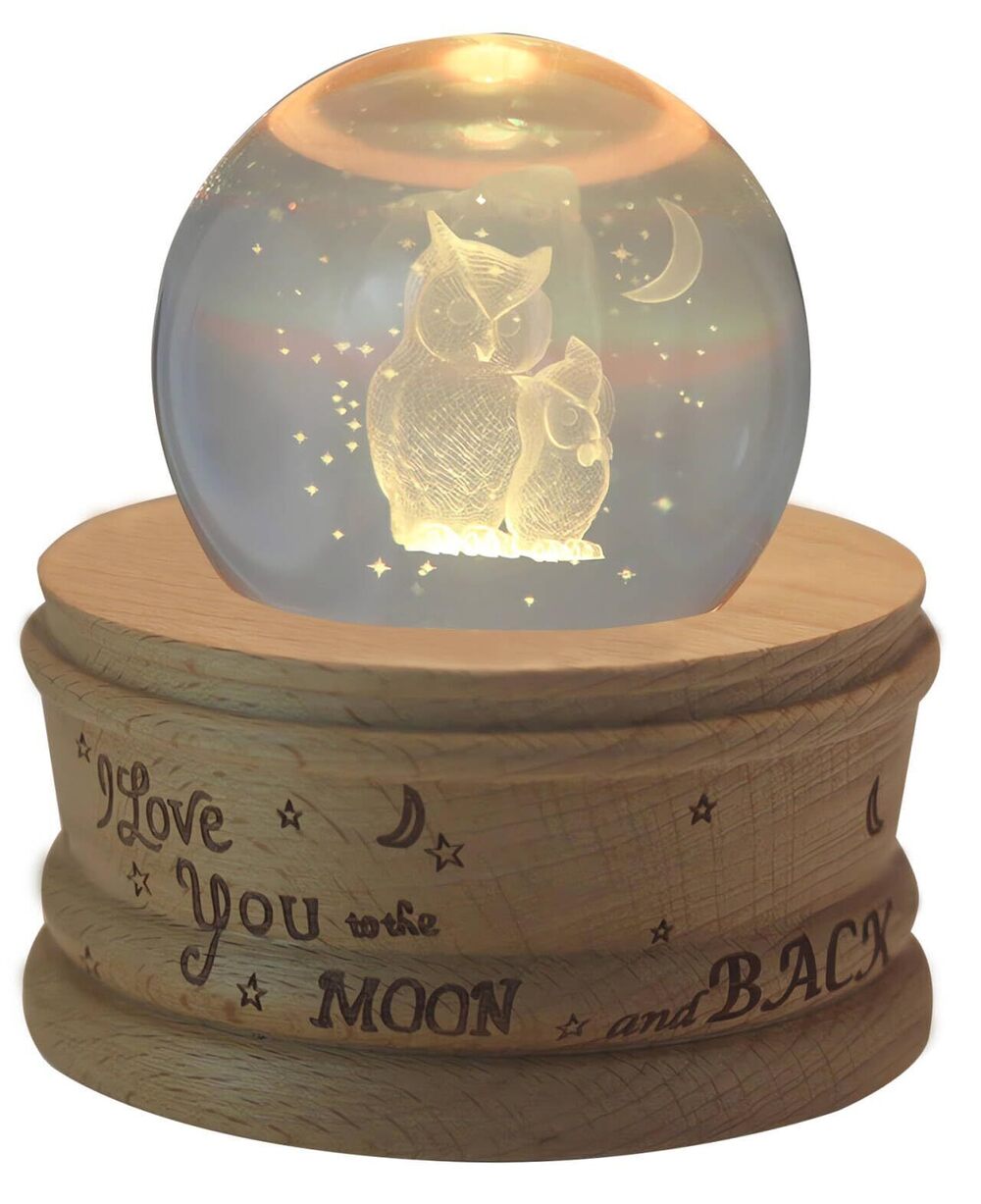 6372 Gift Wrapped Music Box K9 Crystal Ball with Projection and Rotating